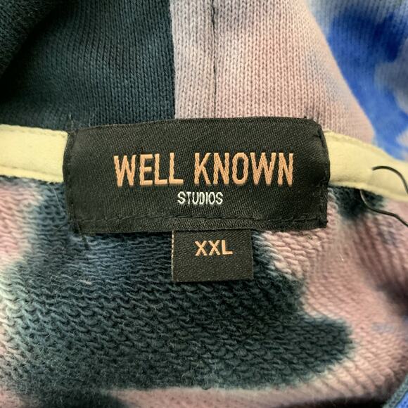 WELL KNOWN Size XXL Houston Blue Black Pink Tie Dye Cotton Hooded Sweatshirt - Picture 6 of 6